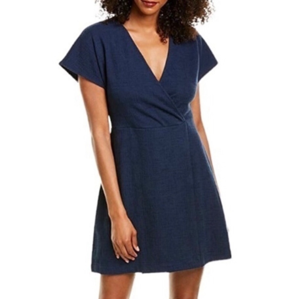 NWT Madewell Black Texture Knit Cross Front Flutter Sleeve Faux Wrap Dress Sz 2X